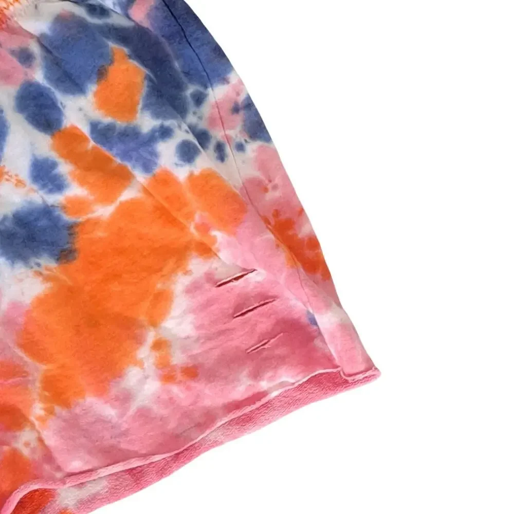 Jolie & Joy Tie Dye Shorts Size Medium Pink Blue Orange Raw Hem NWOT